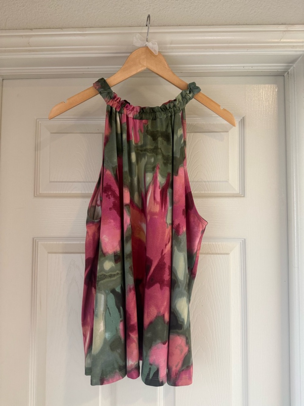 nine britton Pink and Green flowered halter top